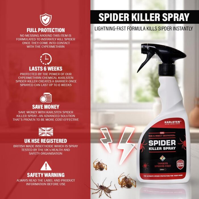 Karlsten High-Strength Spider Killer Spray – 500ml | Kills All Spiders, Lasts Up to 6 Weeks | Indoor & Outdoor Use - Image 3
