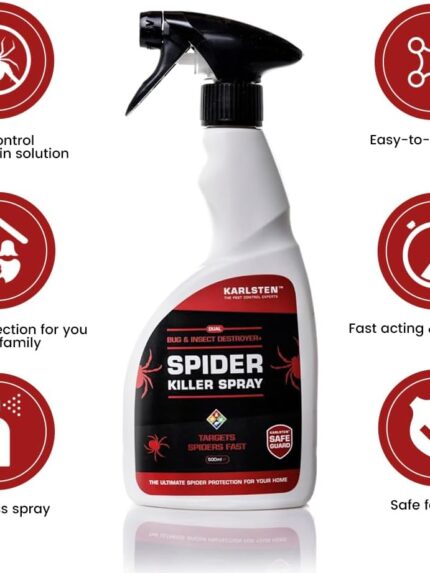 Karlsten High-Strength Spider Killer Spray – 500ml | Kills All Spiders, Lasts Up to 6 Weeks | Indoor & Outdoor Use