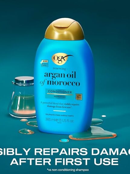 OGX Argan Oil of Morocco Hair Conditioner, Hydrate and Repair, Intensively Moisturises, for Dry and Damaged Hair, Sulfate Free Surfactants, 385ml
