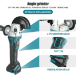 Genuine Makita DGA504 18V 125mm Brushless Lithium Electric Angle Grinder Rechargeable Polishing Machine Cutting Machine High Power - Image 6
