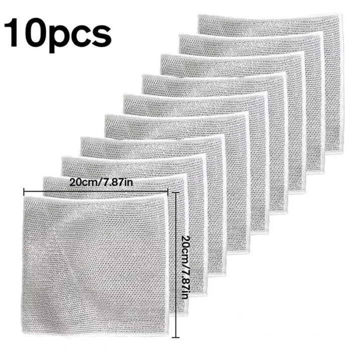 5-20PCS Multipurpose Wire Dishwashing Rags For Wet & Dry Cleaner Dish Cloths UK - Image 12