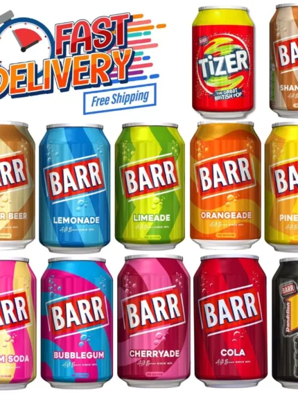 BARR since 1875, 24 pack Fizzy Drink Cans, No Sugar, 24 x 330 ML UK you choose