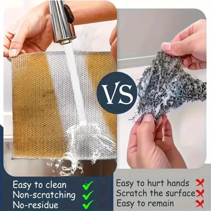 5-20PCS Multipurpose Wire Dishwashing Rags For Wet & Dry Cleaner Dish Cloths UK - Image 2