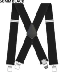 MENS XXL 50MM WIDE HEAVY DUTY X SHAPE BRACES ELASTIC SUSPENDERS TROUSER CLIPS UK