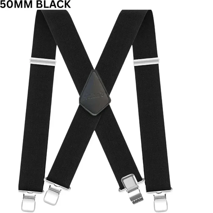 MENS XXL 50MM WIDE HEAVY DUTY X SHAPE BRACES ELASTIC SUSPENDERS TROUSER CLIPS UK