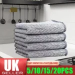 5-20PCS Multipurpose Wire Dishwashing Rags For Wet & Dry Cleaner Dish Cloths UK