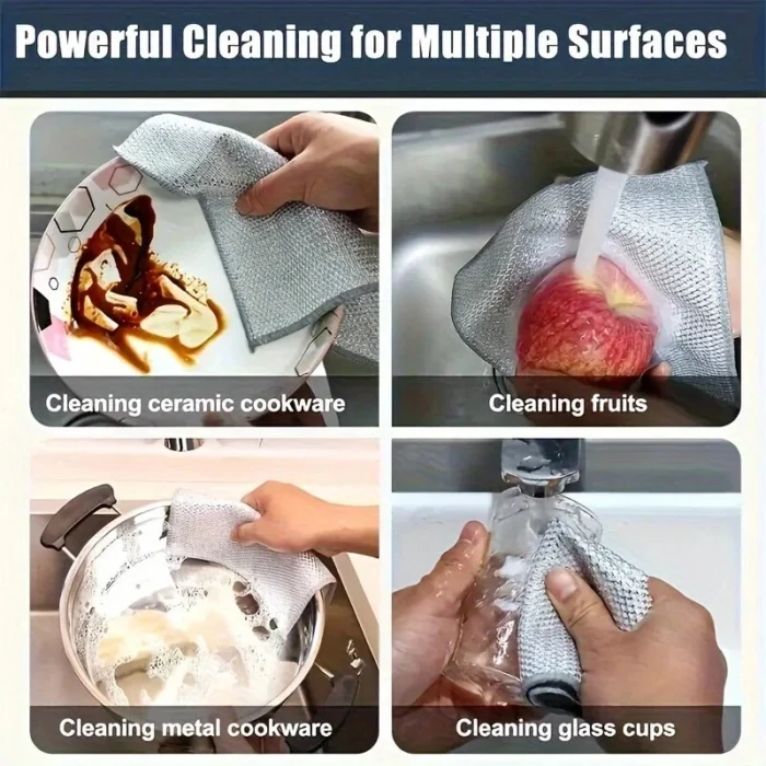 5-20PCS Multipurpose Wire Dishwashing Rags For Wet & Dry Cleaner Dish Cloths UK - Image 7