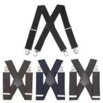 MENS XXL 50MM WIDE HEAVY DUTY X SHAPE BRACES ELASTIC SUSPENDERS TROUSER CLIPS UK