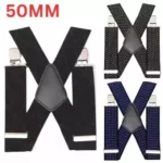 MENS XXL 50MM WIDE HEAVY DUTY X SHAPE BRACES ELASTIC SUSPENDERS TROUSER CLIPS UK