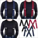MENS XXL 50MM WIDE HEAVY DUTY X SHAPE BRACES ELASTIC SUSPENDERS TROUSER CLIPS UK