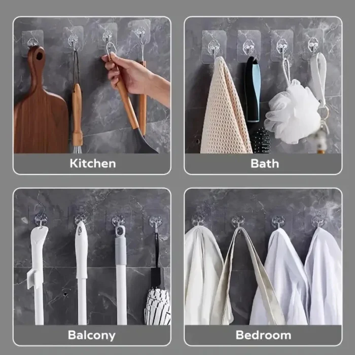 VDL 1~100 Self Adhesive Hook Strong Sticky Hooks Heavy Duty Wall Seamless Hook - Image 12
