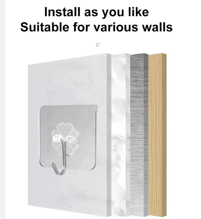 VDL 1~100 Self Adhesive Hook Strong Sticky Hooks Heavy Duty Wall Seamless Hook - Image 4