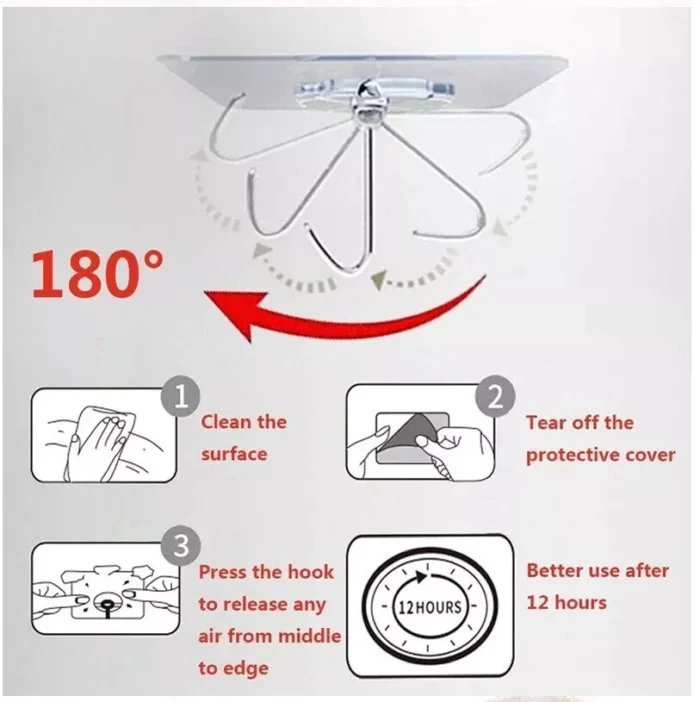 VDL 1~100 Self Adhesive Hook Strong Sticky Hooks Heavy Duty Wall Seamless Hook - Image 10